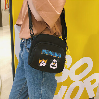 

Ins Bag Canvas Bag Girl with One Shoulder Slant Bag University Students Japanese Department Printing Cute Korean Version Ancient