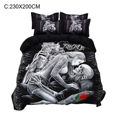 

Toponeto Three-Piece Fashion 3d Digital Printing Bedding Set Digital Printing Lining Double-Layer Duvet Suit