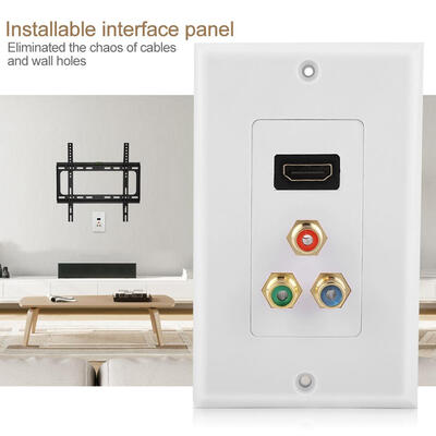

Greensen HDMI 3 RCA Wall Plate Video Audio Adapter Jack Outlet Panel HD 1080P ABS For HomeOffice US