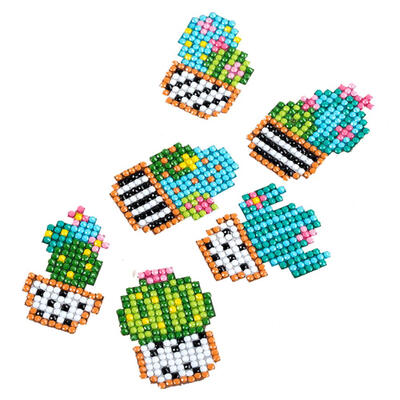 

DIY Cactus Kids Round Diamond Stickers Full Drill Diamond Painting Kits