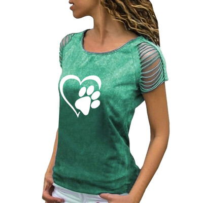 

Starmoon Womens Sexy O-Neck Printing Cut Out Crop Short Sleeve T-Shirt Tops