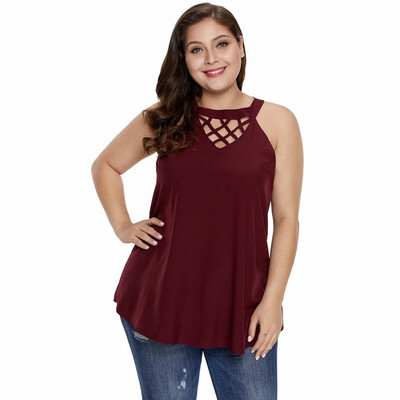 

Solid color T-shirt bottoming shirt round neck sleeveless large size vest top