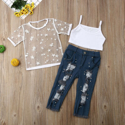 

3pcs Newborn Infant Baby Girl Clothes T-shirtVest TopsLong Pants Outfit Set