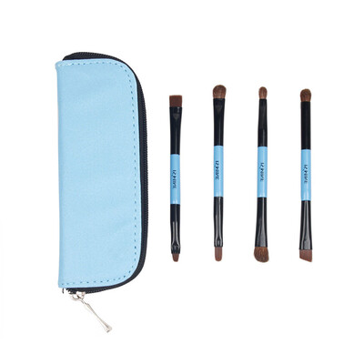 

〖Follure〗4Pcs Double-head Blue Brush Eyebrow Eyeliner Brush Makeup Cosmetic Brush Bag Set