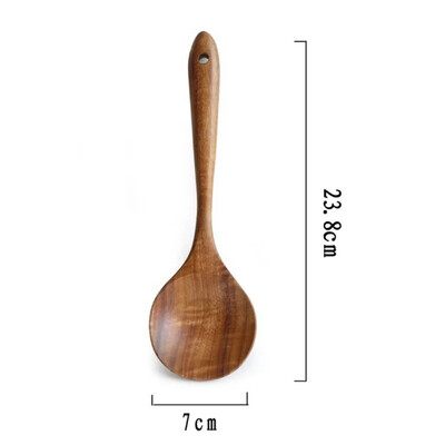 

1 pcs Natural Acacia Wood Tableware Spoon Ladle Turner Cooking Spoons Scoop Kitchen Tool Long Rice Colander Soup Skimmer Set