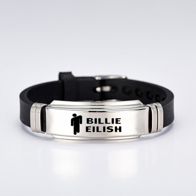 

Billie Eilish Engraved Bracelets Stainless Steel Silicone Charm Bracelets For Women Men Bracelets Fans Gift