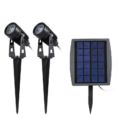 

Solar Powered Lawn Light Twin Solar LED Spotlight 120-140 Lumen Per Light IP65 Water-resistant Garden Landscape Lamp with Insertin