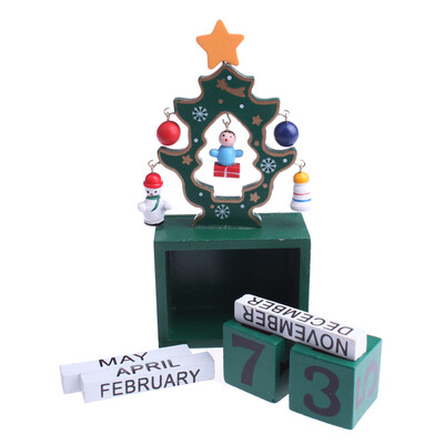 

〖Follure〗Christmas Calendar Wood Building Block Time Change Random Christmas Gifts Green