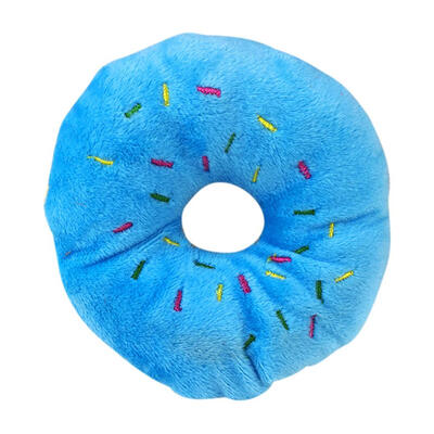 

Cute Donut Pet Dogs Cats Chew Bite Squeaker Quack Sound Plush Play Toy