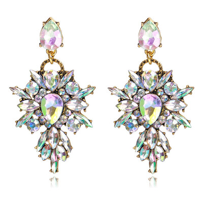 

Big Brand Design Statement Earrings Luxury Pendant Crystal Jewelry Freeshipping Stud Earrings Gem New Colorful Flower