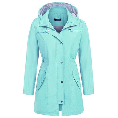 

Toponeto Women Solid Rain Jacket Outdoor Hoodie Waterproof Hooded Raincoat Windproof Tops
