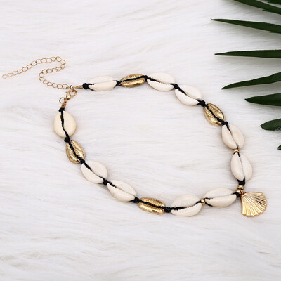 

Europe&the United States cross-border jewelry wild personality explosion models alloy accessories female simple handmade shell necklace clavicle chain