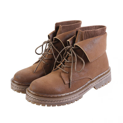 

A23 European&American fashion lace womens boots in the round head slimming boots thick with c
