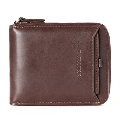 

Men Multifunctional Wallets Short Purse Clutch PU Leather Zipper Solid Credit Card Cover Holder Vintage Organizer