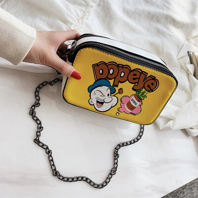 

Qiao Bani 2019 new Korean chic fashion printing cartoon cute small square bag shoulder diagonal trend handbags