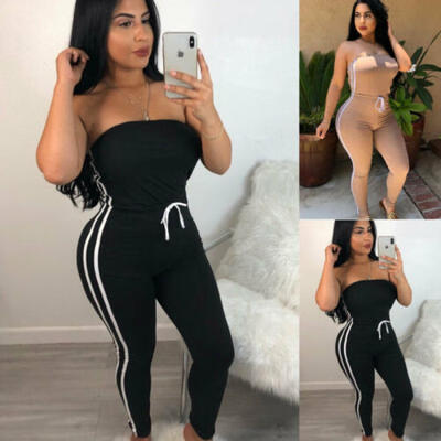 

Women Fitness YOGA Leggings Jumpsuit Romper Sports Tops Pants Strapless Casual