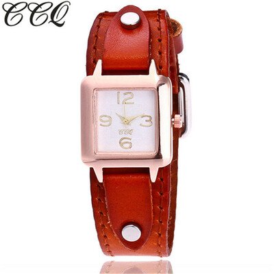 

CCQ Brand Leather Watch Men Women Wristwatch Quartz montre femme marque Times New Roman Clock Ladies Gift Hot Selling 533