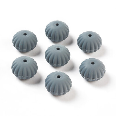 

Food Grade Environmental Silicone Beads Chewing Beads For Teethers DIY Nursing Necklaces Making Rondelle Gray 18x135mm Hole
