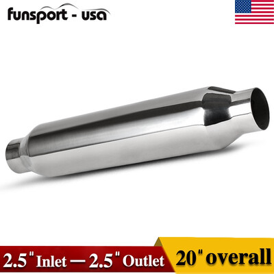 

Chrome Straight Through Performance Muffler Silencer 25" InletOutlet 20" Long