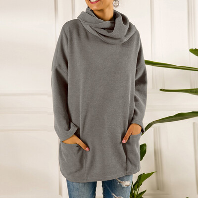 

Gobestart Women Office Lady Pullover Knitted Solid Color Long Sleeve Turtleneck Sweater