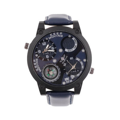

Men Quartz Wristwatch PU Leather Strap Big Dial Casual Quartz Sports Watch