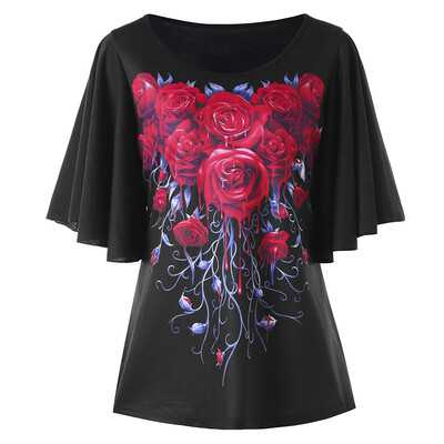 

Plus Size Rose Bell Sleeve Top