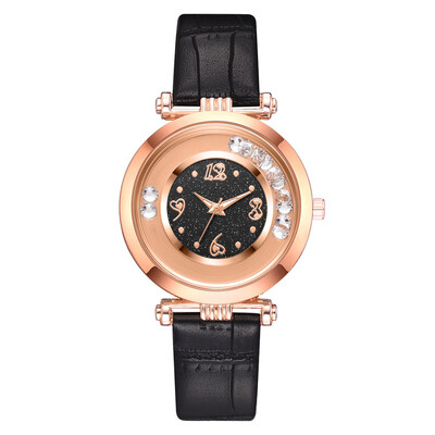 Belt ladies watch 2019 new quicksand ball pu strap ladies watch quartz watch
