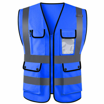 

Hi-Vis Safety Vest Reflective Zipper Jacket Worker Night Security Waistcoat Tops