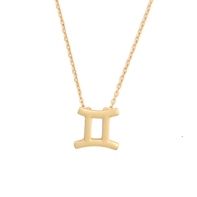 

Fashion Jewelry 12 Constellation Gemini Pendant Necklaces For Women Zodiac Chains Necklace Gold Color Valentines Gifts