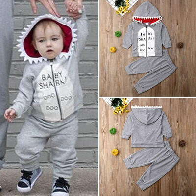 

2Pcs Toddler Kids Baby Boy Shark Clothes Hooded Tops Pants Spring Outfits Set