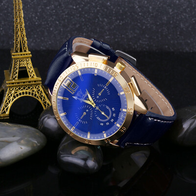 

Gobestart Luxury Men Business Watch Large Dial Watch Fashion Quartz Leather Belt Watch