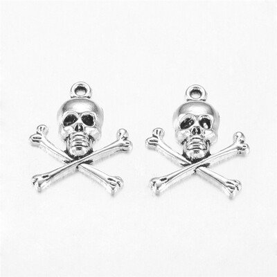 

PH PANDAHALL 20pcs Antique Silver Tibetan Style Pirate Style Skull Pendant