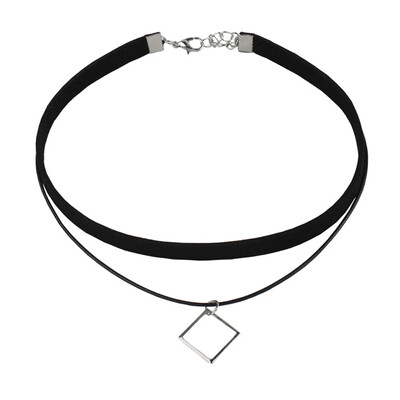 

Women Fashion Double Layer Choker Concise Charm Short Necklace Punk Jewelry