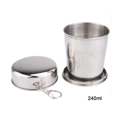 

Gobestart Stainless Steel Camping Folding Cup With Keychain Traveling Outdoor Hiking Portable Cup