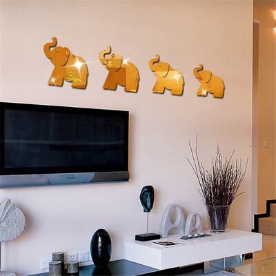 

〖Follure〗4pcs Elephant Mirror Wall Sticker Decor Art DIY Home Decal Mural New