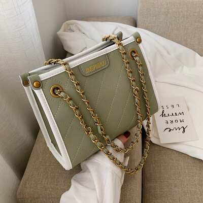 

New rhombic embroidered line small bag female 2019 new wave Korean version of the wild single shoulder slung fashion chain tote bag