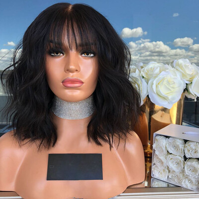 

〖Follure〗Womens Short Black Curly Bobo Wig Brazilian Full Wig Bob Wave Natural Wigs