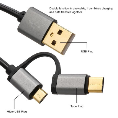

Micro USB & Type-C 2 in 1 Charging Cable 50cm Fast Charging Cable Data Transfer Cable Compatible with Huawei Samsung Xiaomi Retrac