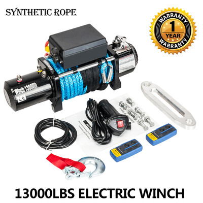 

Ktaxon Electric Winch 13000LBS Waterproof Truck Trailer Synthetic Rope 4WD