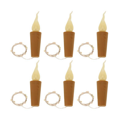 

6pcs 2m656ft 10 LED String Flame Stopper Bottles Light Home Party Decor