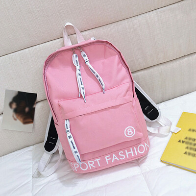 

Female Backpack College Wind Color Alphabet Creative Grid Student Bag Travel Bag