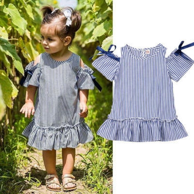 

Summer Toddler Baby Girl Stripe Skirt Short Sleeve Princess Dress Outfit Clothes