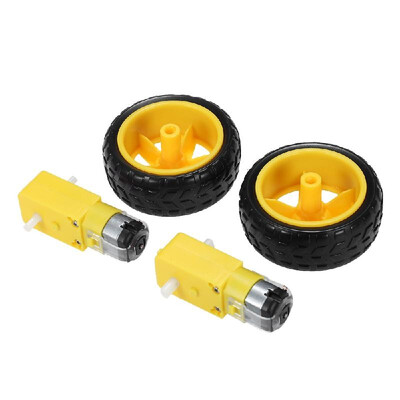 

2 Sets DC Gear Tire Wheel for Arduino DC 3V-6V Smart Car DIY Project 2pcs DC Electric with 2pcs Plastic Toy Car Tire Wheel