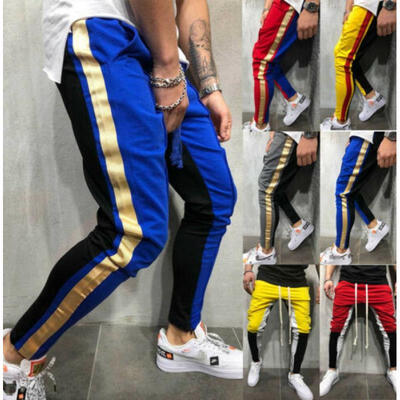 

NEW Mens Twill Track Pants Track Suit Pants Side Striped Casual With Pocket