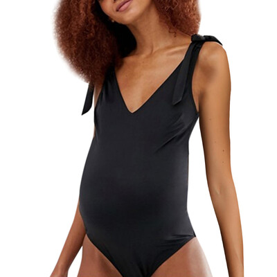 

Roseonmyhand Maternity Tankini Women Strappy Solid Swimsuit Bikinis Halter Pregnant