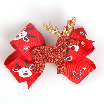 

2Pcs\Set Christmas Series Hair Pin Cute Glitter Hairpin Elk Snowman Hair Clips Kids Hair Accessories