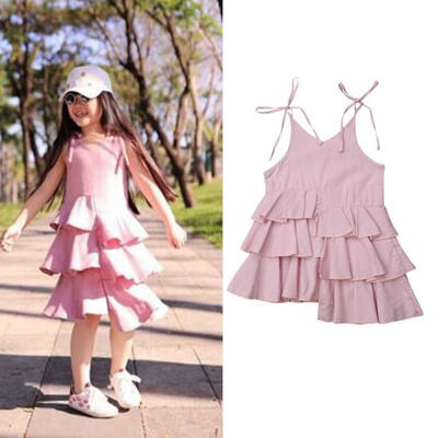 

Hot Infant Kid Girl Ruffle Gown Party Dress Princess Pageant Strap Skirt Clothes