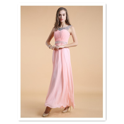 

2018 new beaded shoulders evening dress toast clothing bride wedding party dress host costume women