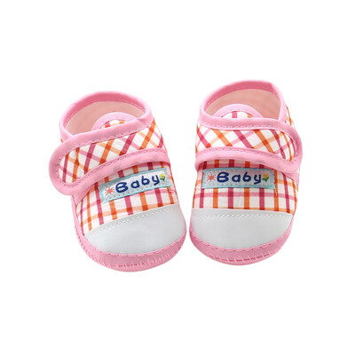 

Soft Sole Cotton Baby Shoes Newborn Girls Boys Plaid First Walkers Toddler Prewalker Size 11 12 13