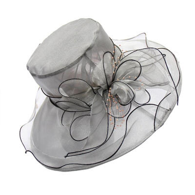 

Floral Organza Wide Brim Church Kentucky Derby Fascinator Lady Tea Party Sun Hat